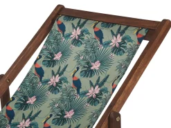 Conjunto 2 Espreguicadeiras Madeira Escura E 2 Lonas Brancas E Padrao Pelicano Anzio