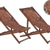 Conjunto 2 Espreguicadeiras Madeira Escura E 2 Lonas Brancas E Padrao Floral Anzio