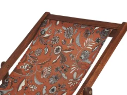 Conjunto 2 Espreguicadeiras Madeira Escura E 2 Lonas Brancas E Padrao Floral Anzio