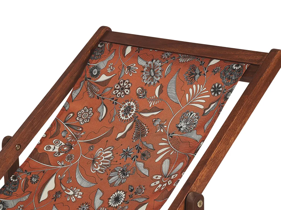 Conjunto 2 Espreguicadeiras Madeira Escura E 2 Lonas Brancas E Padrao Floral Anzio