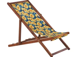 Conjunto 2 Espreguicadeiras Madeira Escura E 2 Lonas Brancas E Padrao Flores Anzio