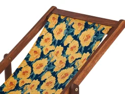 Conjunto 2 Espreguicadeiras Madeira Escura E 2 Lonas Brancas E Padrao Flores Anzio