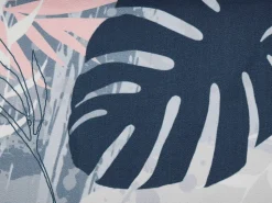 Conjunto 2 Espreguicadeiras Madeira Escura E 2 Lonas Brancas E Padrao Folha Tropical Anzio