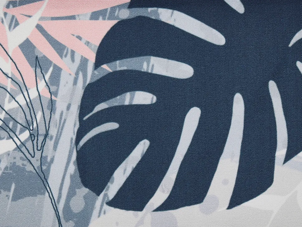 Conjunto 2 Espreguicadeiras Madeira Escura E 2 Lonas Brancas E Padrao Folha Tropical Anzio