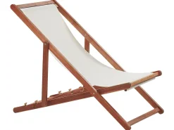 Conjunto 2 Espreguicadeiras Madeira Escura E 2 Lonas Brancas E Padrao Palmeira Anzio