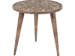 Conjunto 2 Mesas De Apoio Em Madeira Escura De Mango Ranja