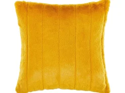 Conjunto De 2 Almofadas Amarelas Com Pelo 45 X 45 Cm Pumila