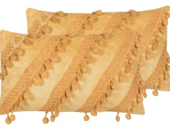 Conjunto De 2 Almofadas Amarelas 30 X 50 Cm Ayroor