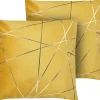 Conjunto De 2 Almofadas Amarelas 45 X 45 Cm Pinus