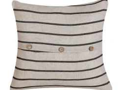 Conjunto De 2 Almofadas As Riscas Creme E Preto 43 X 43 Cm Cynara