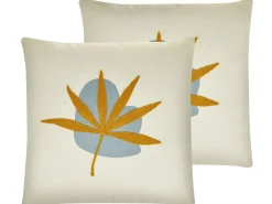Conjunto De 2 Almofadas Bordadas Laranja 45 X 45 Cm Davallia