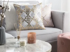 Conjunto De 2 Almofadas Cinzentas Com Dourado 45 X 45 Cm Cassia