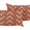 Conjunto De 2 Almofadas Com Padrao Geometrico Em Algodao Laranja 35 X 55 Cm Albium