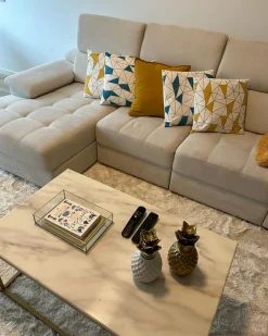 Conjunto De 2 Almofadas Com Padrao Geometrico Amarelo 45 X 45 Cm Clarkia