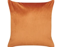 Conjunto De 2 Almofadas Com Padrao De Folha Laranja E Dourado 45 X 45 Cm Tulip