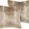 Conjunto De 2 Almofadas Com Pelo Castanho Claro 45 X 45 Cm Hordeum