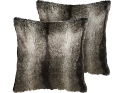 Conjunto De 2 Almofadas Com Pelo Em Cinzento E Branco 45 X 45 Cm Rubrum