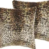 Conjunto De 2 Almofadas Com Padrao Leopardo Castanho E Creme 45 X 45 Cm Foxtail