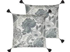 Conjunto De 2 Almofadas Creme E Cinzento 45 X 45 Cm Blechnum