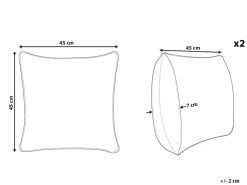 Conjunto De 2 Almofadas Creme E Preto 45 X 45 Cm Heuchera