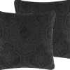 Conjunto De 2 Almofadas Decorativas Em Algodao Cinzento Com Relevo 45 X 45 Cm Paika