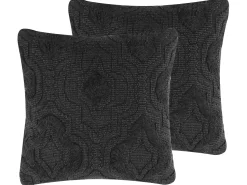 Conjunto De 2 Almofadas Decorativas Em Algodao Cinzento Com Relevo 45 X 45 Cm Paika