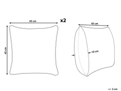 Conjunto De 2 Almofadas Decorativas Em Algodao Cinzento Com Relevo 45 X 45 Cm Paika