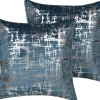 Conjunto De 2 Almofadas Decorativas Em Veludo 45 X 45 Cm Azul Gardenia