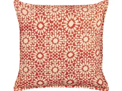 Conjunto De 2 Almofadas Decorativas Com Padrao Geometrico Em Algodao Vermelha E Branca 45 X 45 Cm Ceiba