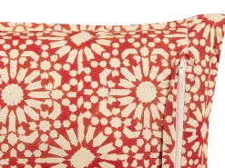 Conjunto De 2 Almofadas Decorativas Com Padrao Geometrico Em Algodao Vermelha E Branca 45 X 45 Cm Ceiba