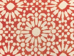 Conjunto De 2 Almofadas Decorativas Com Padrao Geometrico Em Algodao Vermelha E Branca 45 X 45 Cm Ceiba