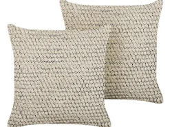 Conjunto De 2 Almofadas Decorativas Em Algodao Creme 45 X 45 Cm Howea