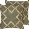 Conjunto De 2 Almofadas Decorativas Em Juta Verde Azeitona E Creme 45 X 45 Cm Gopi