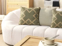 Conjunto De 2 Almofadas Decorativas Em Juta Verde Azeitona E Creme 45 X 45 Cm Gopi