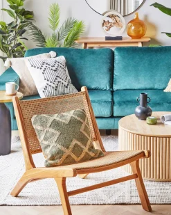 Conjunto De 2 Almofadas Decorativas Em Juta Verde Azeitona E Creme 45 X 45 Cm Gopi