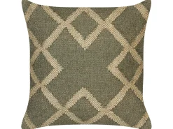 Conjunto De 2 Almofadas Decorativas Em Juta Verde Azeitona E Creme 45 X 45 Cm Gopi
