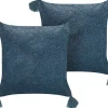 Conjunto De 2 Almofadas Decorativas Em Veludo Azul Escuro 45 X 45 Cm Setaria