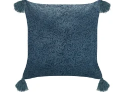 Conjunto De 2 Almofadas Decorativas Em Veludo Azul Escuro 45 X 45 Cm Setaria