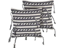 Conjunto De 2 Almofadas Decorativas Em Algodao Preto E Branco 45 X 45 Cm Endive