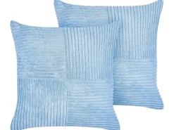 Conjunto De 2 Almofadas Decorativas Em Bombazine Azul 43 X 43 Cm Millet