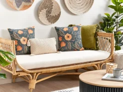Conjunto De 2 Almofadas Decorativas Creme Claro 45 X 25 Cm Hakone