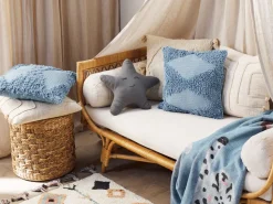 Conjunto De 2 Almofadas Decorativas Em Algodao Azul 45 X 45 Cm Rhoeo