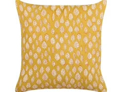 Conjunto De 2 Almofadas Decorativas Com Padrao Folhas Amarelo 45 X 45 Cm Ginnala
