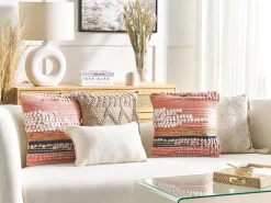 Conjunto De 2 Almofadas Decorativas Em Algodao Laranja 45 X 45 Cm Deutzia