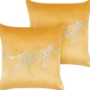 Conjunto De 2 Almofadas Decorativas Em Veludo Amarelo 45 X 45 Cm Marula