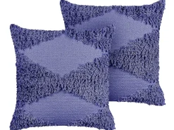 Conjunto De 2 Almofadas Decorativas Em Algodao Violeta 45 X 45 Cm Rhoeo