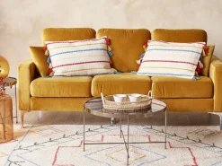Conjunto De 2 Almofadas Decorativas Em Algodao Multicolor Com Padrao De Riscas E Borlas 40 X 60 Cm Agave