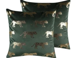 Conjunto De 2 Almofadas Decorativas 45 X 45 Cm Verde Bluebell