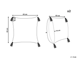 Conjunto De 2 Almofadas Decorativas Em Algodao Creme E Laranja Com Borlas 45 X 45 Cm Hickory