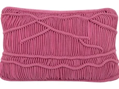 Conjunto De 2 Almofadas Decorativas Em Macrame De Algodao Rosa 30 X 50 Cm Kiris